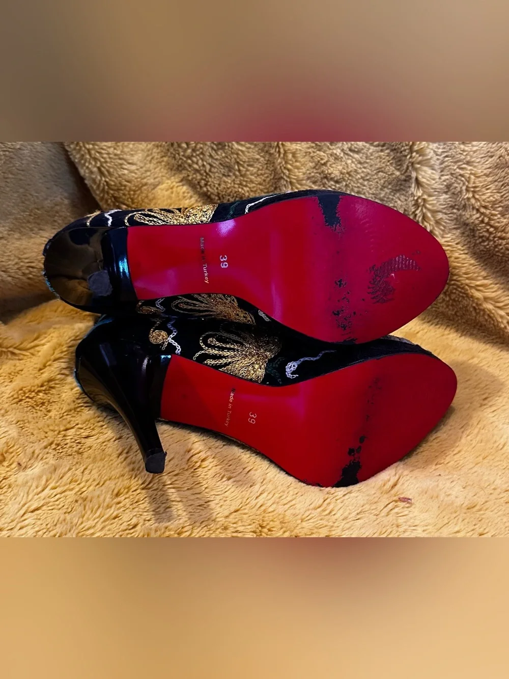 Scarlet Embroidered Heel Faux Suede 4” Ankle Booties Stiletto Sz 39 US 7.5 Boho